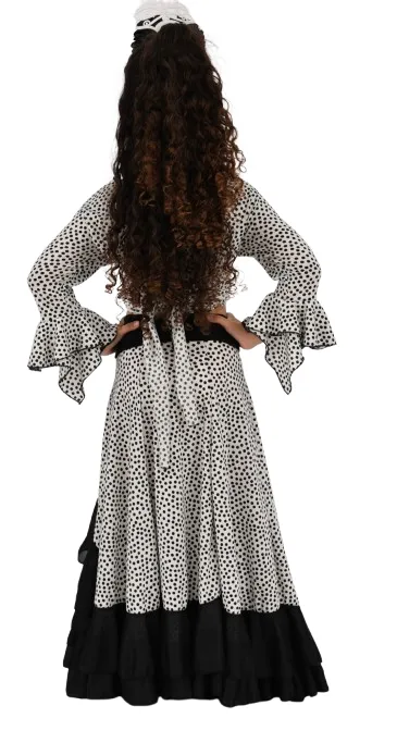 Top Cruzado y Falda Flamenca en Blanco con lunares Negro modelo Anuka - Imagen 2